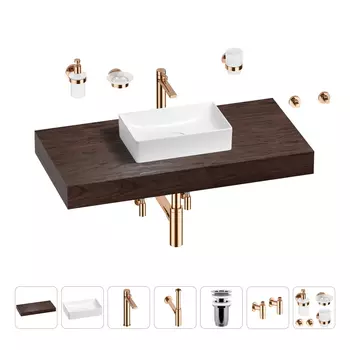 Раковина 42 см со столешницей 100 см Wellsee Pure BY Wellsee 201010849 в наборе 10 в 1