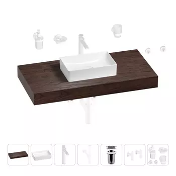 Раковина 42 см со столешницей 100 см Wellsee Pure BY Wellsee 201010850 в наборе 10 в 1
