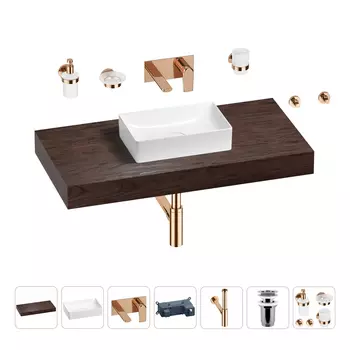 Раковина 42 см со столешницей 100 см Wellsee Pure BY Wellsee 201010854 в наборе 9 в 1