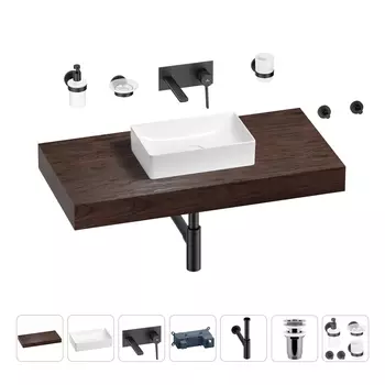 Раковина 42 см со столешницей 100 см Wellsee Pure BY Wellsee 201010857 в наборе 9 в 1
