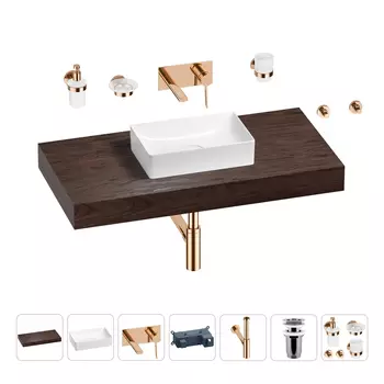 Раковина 42 см со столешницей 100 см Wellsee Pure BY Wellsee 201010859 в наборе 9 в 1