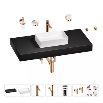 Раковина 42 см со столешницей 100 см Wellsee Pure BY Wellsee 201010879 в наборе 10 в 1