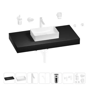 Раковина 42 см со столешницей 100 см Wellsee Pure BY Wellsee 201010880 в наборе 10 в 1