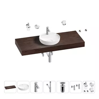 Раковина 42 см со столешницей 120 см Wellsee Chalice Perfection 201010621 в наборе 10 в 1
