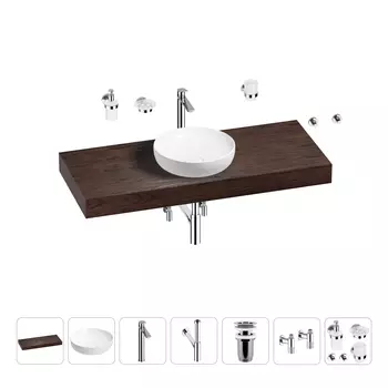 Раковина 42 см со столешницей 120 см Wellsee Chalice Perfection 201010291 в наборе 10 в 1