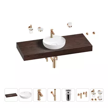 Раковина 42 см со столешницей 120 см Wellsee Chalice Perfection 201010624 в наборе 10 в 1