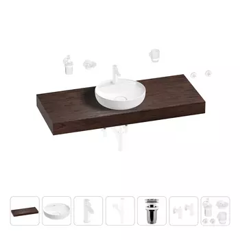 Раковина 42 см со столешницей 120 см Wellsee Chalice Perfection 201010630 в наборе 10 в 1