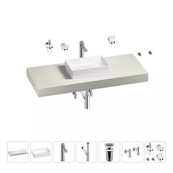 Раковина 42 см со столешницей 120 см Wellsee Pure BY Wellsee 201010891 в наборе 10 в 1