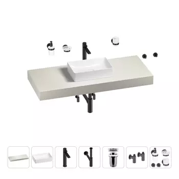 Раковина 42 см со столешницей 120 см Wellsee Pure BY Wellsee 201010892 в наборе 10 в 1