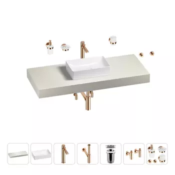Раковина 42 см со столешницей 120 см Wellsee Pure BY Wellsee 201010894 в наборе 10 в 1