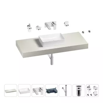 Раковина 42 см со столешницей 120 см Wellsee Pure BY Wellsee 201010896 в наборе 9 в 1