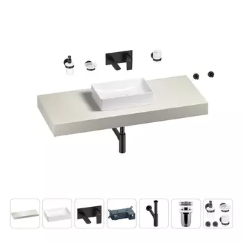 Раковина 42 см со столешницей 120 см Wellsee Pure BY Wellsee 201010897 в наборе 9 в 1