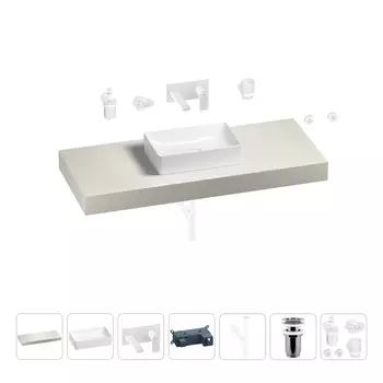 Раковина 42 см со столешницей 120 см Wellsee Pure BY Wellsee 201010900 в наборе 9 в 1