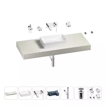 Раковина 42 см со столешницей 120 см Wellsee Pure BY Wellsee 201010901 в наборе 9 в 1