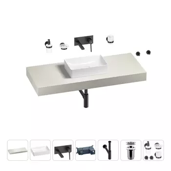 Раковина 42 см со столешницей 120 см Wellsee Pure BY Wellsee 201010902 в наборе 9 в 1