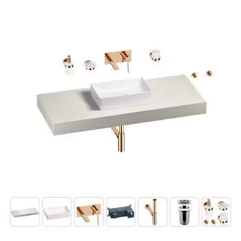 Раковина 42 см со столешницей 120 см Wellsee Pure BY Wellsee 201010904 в наборе 9 в 1