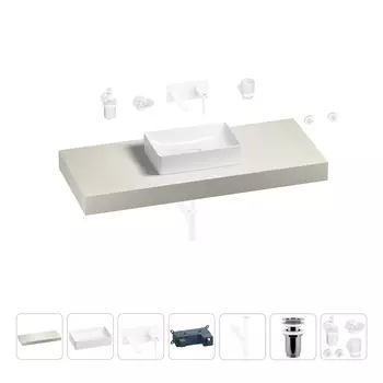 Раковина 42 см со столешницей 120 см Wellsee Pure BY Wellsee 201010905 в наборе 9 в 1