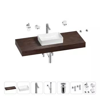 Раковина 42 см со столешницей 120 см Wellsee Pure BY Wellsee 201010936 в наборе 10 в 1