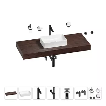 Раковина 42 см со столешницей 120 см Wellsee Pure BY Wellsee 201010937 в наборе 10 в 1