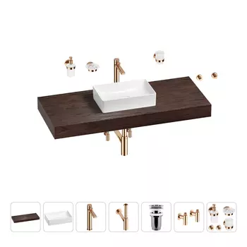 Раковина 42 см со столешницей 120 см Wellsee Pure BY Wellsee 201010939 в наборе 10 в 1