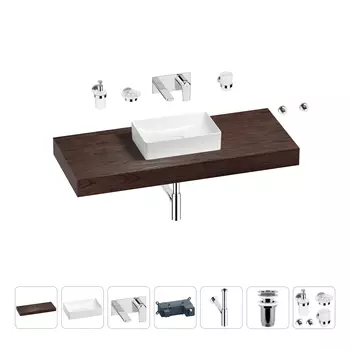 Раковина 42 см со столешницей 120 см Wellsee Pure BY Wellsee 201010941 в наборе 9 в 1