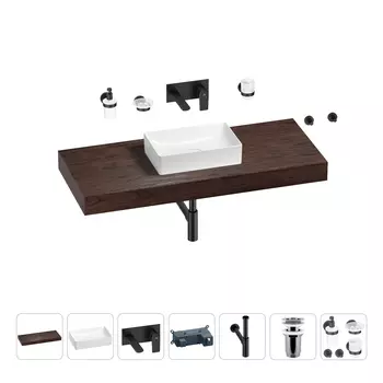 Раковина 42 см со столешницей 120 см Wellsee Pure BY Wellsee 201010942 в наборе 9 в 1