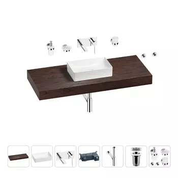 Раковина 42 см со столешницей 120 см Wellsee Pure BY Wellsee 201010946 в наборе 9 в 1