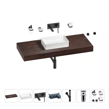 Раковина 42 см со столешницей 120 см Wellsee Pure BY Wellsee 201010947 в наборе 9 в 1