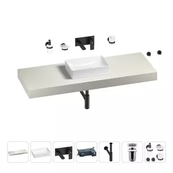 Раковина 42 см со столешницей 140 см Wellsee Pure BY Wellsee 201010987 в наборе 9 в 1