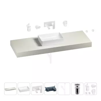 Раковина 42 см со столешницей 140 см Wellsee Pure BY Wellsee 201010990 в наборе 9 в 1