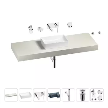 Раковина 42 см со столешницей 140 см Wellsee Pure BY Wellsee 201010991 в наборе 9 в 1