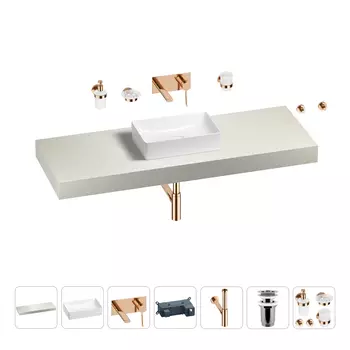Раковина 42 см со столешницей 140 см Wellsee Pure BY Wellsee 201010994 в наборе 9 в 1