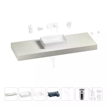 Раковина 42 см со столешницей 140 см Wellsee Pure BY Wellsee 201010995 в наборе 9 в 1