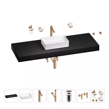 Раковина 42 см со столешницей 140 см Wellsee Pure BY Wellsee 201011059 в наборе 10 в 1
