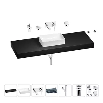 Раковина 42 см со столешницей 140 см Wellsee Pure BY Wellsee 201011066 в наборе 9 в 1