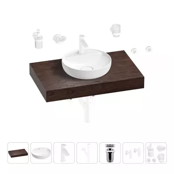 Раковина 42 см со столешницей 80 см Wellsee Chalice Perfection 201010505 в наборе 10 в 1