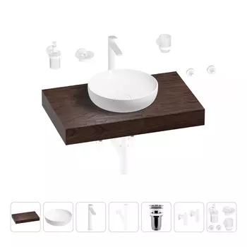 Раковина 42 см со столешницей 80 см Wellsee Chalice Perfection 201010055 в наборе 10 в 1