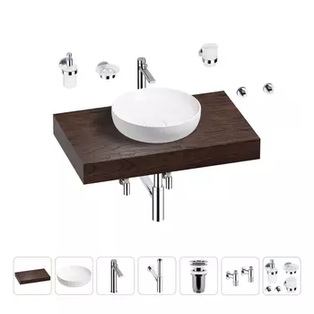 Раковина 42 см со столешницей 80 см Wellsee Chalice Perfection 201010056 в наборе 10 в 1