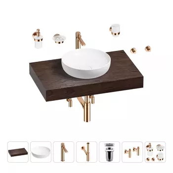 Раковина 42 см со столешницей 80 см Wellsee Chalice Perfection 201010059 в наборе 10 в 1