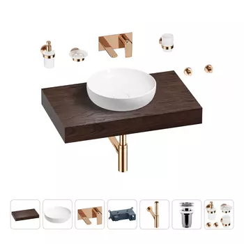 Раковина 42 см со столешницей 80 см Wellsee Chalice Perfection 201010064 в наборе 9 в 1