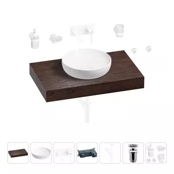 Раковина 42 см со столешницей 80 см Wellsee Chalice Perfection 201010070 в наборе 9 в 1