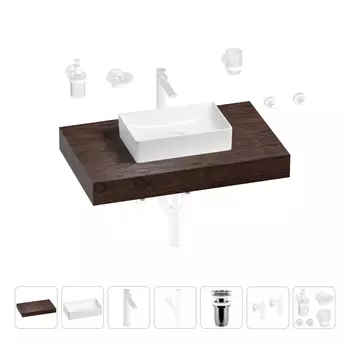 Раковина 42 см со столешницей 80 см Wellsee Pure BY Wellsee 201010760 в наборе 10 в 1