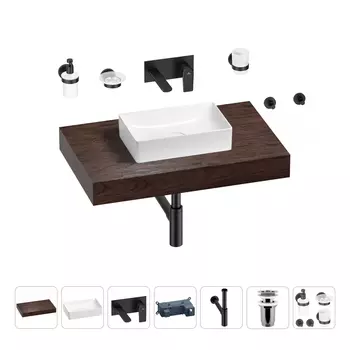 Раковина 42 см со столешницей 80 см Wellsee Pure BY Wellsee 201010762 в наборе 9 в 1