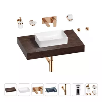 Раковина 42 см со столешницей 80 см Wellsee Pure BY Wellsee 201010764 в наборе 9 в 1