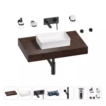 Раковина 42 см со столешницей 80 см Wellsee Pure BY Wellsee 201010767 в наборе 9 в 1