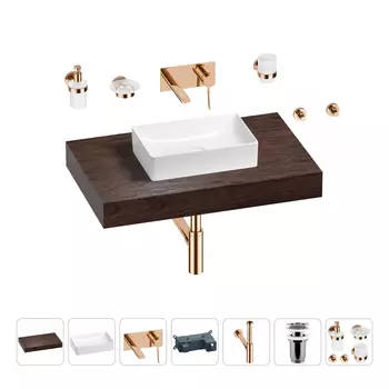 Раковина 42 см со столешницей 80 см Wellsee Pure BY Wellsee 201010769 в наборе 9 в 1