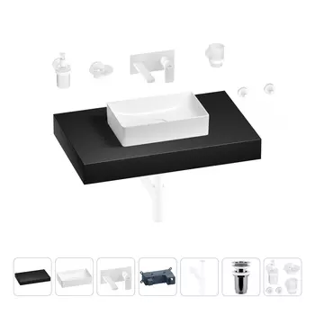 Раковина 42 см со столешницей 80 см Wellsee Pure BY Wellsee 201010795 в наборе 9 в 1