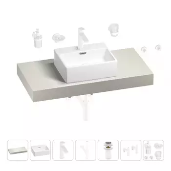 Раковина 43 см со столешницей 100 см Wellsee Graceful Pro 201012215 в наборе 10 в 1