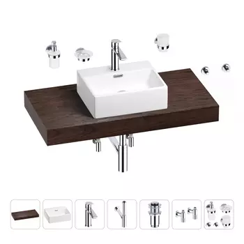 Раковина 43 см со столешницей 100 см Wellsee Graceful Pro 201012241 в наборе 10 в 1
