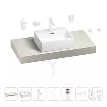 Раковина 43 см со столешницей 100 см Wellsee Graceful Pro 201012220 в наборе 10 в 1